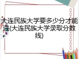 大连民族大学要多少分才能进(大连民族大学录取分数线)