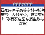 石家庄医学高等专科学校每年招生人数多少，政策变动如何(石家庄医专招生数与政策)