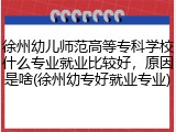 徐州幼儿师范高等专科学校什么专业就业比较好，原因是啥(徐州幼专好就业专业)