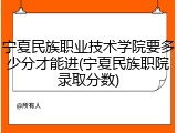 宁夏民族职业技术学院要多少分才能进(宁夏民族职院录取分数)