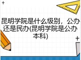 昆明学院是什么级别，公办还是民办(昆明学院是公办本科)