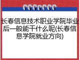 长春信息技术职业学院毕业后一般能干什么呢(长春信息学院就业方向)