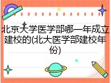 北京大学医学部哪一年成立建校的(北大医学部建校年份)