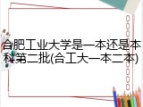合肥工业大学是一本还是本科第二批(合工大一本二本)