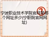 宁波职业技术学院官网是哪个网址多少(宁职院官网网址)