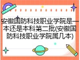 安徽国防科技职业学院是一本还是本科第二批(安徽国防科技职业学院属几本)
