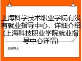 上海科学技术职业学院有没有就业指导中心，详细介绍(上海科技职业学院就业指导中心详情)