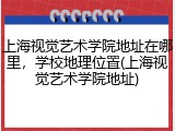 上海视觉艺术学院地址在哪里，学校地理位置(上海视觉艺术学院地址)