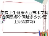 宁夏卫生健康职业技术学院官网是哪个网址多少(宁夏卫职院官网)