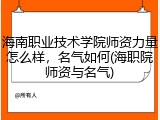 海南职业技术学院师资力量怎么样，名气如何(海职院师资与名气)