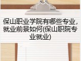 保山职业学院有哪些专业，就业前景如何(保山职院专业就业)