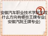 安徽汽车职业技术学院主攻什么方向有哪些王牌专业(安徽汽院王牌专业)