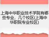 上海中华职业技术学院有哪些专业，几个校区(上海中华职院专业校区)