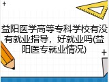 益阳医学高等专科学校有没有就业指导，好就业吗(益阳医专就业情况)