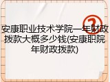 安康职业技术学院一年财政拨款大概多少钱(安康职院年财政拨款)