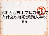 芜湖职业技术学院办理入学有什么攻略没(芜湖入学攻略)