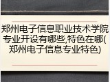 郑州电子信息职业技术学院专业开设有哪些,特色在哪(郑州电子信息专业特色)