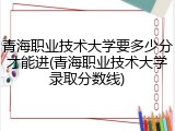青海职业技术大学要多少分才能进(青海职业技术大学录取分数线)