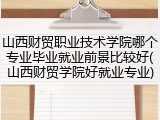 山西财贸职业技术学院哪个专业毕业就业前景比较好(山西财贸学院好就业专业)