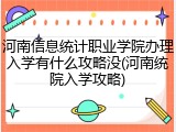 河南信息统计职业学院办理入学有什么攻略没(河南统院入学攻略)