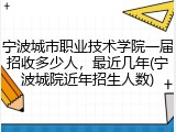宁波城市职业技术学院一届招收多少人，最近几年(宁波城院近年招生人数)