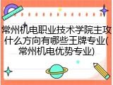 常州机电职业技术学院主攻什么方向有哪些王牌专业(常州机电优势专业)