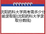 沈阳药科大学高考需多少分能录取呢(沈阳药科大学录取分数线)