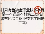 甘肃有色冶金职业技术学院是一本还是本科第二批(甘肃有色冶金职业技术学院是二本)