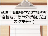 潍坊工商职业学院有哪些知名校友，简单分析(潍坊知名校友分析)