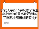 宁夏大学新华学院哪个专业毕业就业前景比较好(新华学院就业前景好的专业)