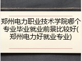 郑州电力职业技术学院哪个专业毕业就业前景比较好(郑州电力好就业专业)
