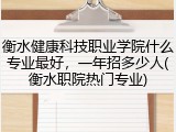 衡水健康科技职业学院什么专业最好，一年招多少人(衡水职院热门专业)