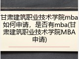 甘肃建筑职业技术学院mba如何申请，是否有mba(甘肃建筑职业技术学院MBA申请)
