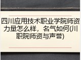 四川应用技术职业学院师资力量怎么样，名气如何(川职院师资与声誉)