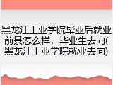 黑龙江工业学院毕业后就业前景怎么样，毕业生去向(黑龙江工业学院就业去向)