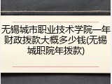 无锡城市职业技术学院一年财政拨款大概多少钱(无锡城职院年拨款)