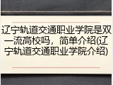 辽宁轨道交通职业学院是双一流高校吗，简单介绍(辽宁轨道交通职业学院介绍)