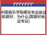 中国音乐学院哪些专业就业前景好，为什么(国音好就业专业)