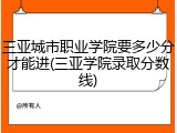 三亚城市职业学院要多少分才能进(三亚学院录取分数线)