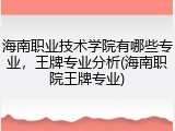 海南职业技术学院有哪些专业，王牌专业分析(海南职院王牌专业)