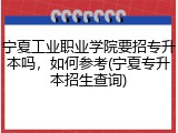 宁夏工业职业学院要招专升本吗，如何参考(宁夏专升本招生查询)