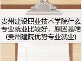 贵州建设职业技术学院什么专业就业比较好，原因是啥(贵州建院优势专业就业)