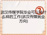 武汉传媒学院毕业可以找什么样的工作(武汉传媒就业方向)