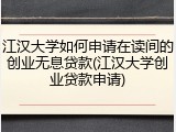 江汉大学如何申请在读间的创业无息贷款(江汉大学创业贷款申请)