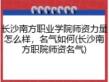 长沙南方职业学院师资力量怎么样，名气如何(长沙南方职院师资名气)