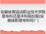安徽体育运动职业技术学院是专科还是本科院校呢(安徽体职是专科吗？)