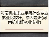 河南机电职业学院什么专业就业比较好，原因是啥(河南机电好就业专业)
