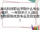 湖北科技职业学院什么专业最好，一年招多少人(湖北科技职院优势专业及招生数)