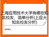 上海应用技术大学有哪些知名校友，简单分析(上应大知名校友分析)