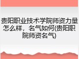 贵阳职业技术学院师资力量怎么样，名气如何(贵阳职院师资名气)